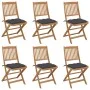 Klappbare Gartenstühle, 6 Stück, massives Akazienholz und Kissen von vidaXL, Gartenstühle - Ref: Foro24-3075009, Preis: 325,3...