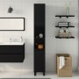 Gabinete de baño Negro Roble 30x30x190 cm Madera elaborada