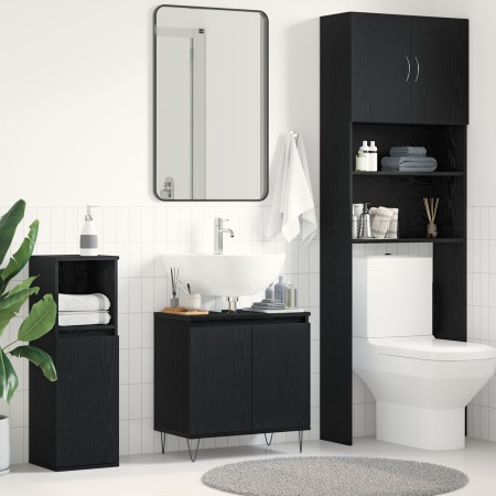 Gabinete de lavabo para baño  Negro Roble 58x33x60 cm Madera elaborada | Foro24.es | Tu tienda online para hogar, jardín y más Foro24.es