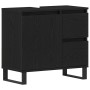 mueble de baño en negro de roble 65x33x60 cm de madera elaborada