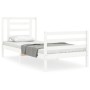 Weißer Massivholzbettrahmen mit Kopfteil 90x200 cm von vidaXL, Betten und Lattenroste - Ref: Foro24-3194687, Preis: 96,85 €, ...