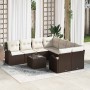 Conjunto de sofá de jardín 9 pcs Marrón 55 x 55 x 37 cm