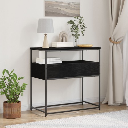 Mesa Consola Negro Roble 75x40x75 cm Madera Ingenierizada y Acero de , Mesas auxiliares - Ref: Foro24-862938, Precio: 81,74 €...