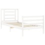 Weißer Massivholzbettrahmen mit Kopfteil 90x200 cm von vidaXL, Betten und Lattenroste - Ref: Foro24-3194687, Preis: 96,85 €, ...