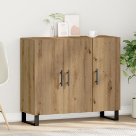 Sideboard con 3 puertas de roble artesano 90x34x80 cm de madera elaborada by , Sideboards - Ref: Foro24-862954, Price: 112,20...