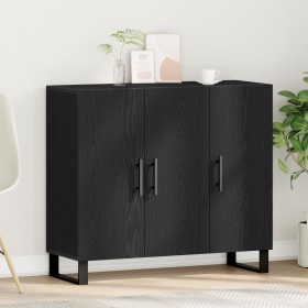 Aparador con 3 Puertas Negro Roble 90x34x80 cm Madera Elaborada by , Sideboards - Ref: Foro24-862955, Price: 117,89 €, Discou...