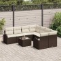 Conjunto de sofá de jardín 9 pcs Marrón 55 x 55 x 37 cm