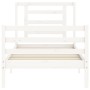 White solid wood bed frame with headboard 90x200 cm by vidaXL, Beds and slatted bases - Ref: Foro24-3194687, Price: 96,85 €, ...