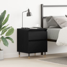 Cabinete de Noche Negro Roble 40x35x50 cm Madera