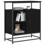 Aparador Negro Roble 69x35x80 cm Madera Elaborada y Acero de , Aparadores - Ref: Foro24-862981, Precio: 85,86 €, Descuento: %