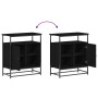 Aparador Negro Roble 69x35x80 cm Madera Elaborada y Acero de , Aparadores - Ref: Foro24-862981, Precio: 85,86 €, Descuento: %