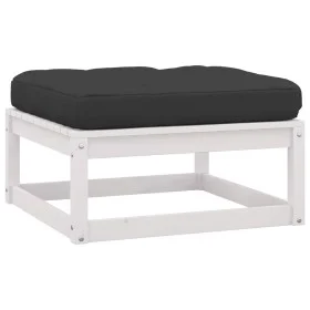 Garden stools with white cushions 2 pcs solid pine wood by vidaXL, Modular outdoor sofas - Ref: Foro24-805741, Price: 81,74 €...