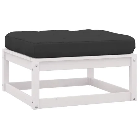Garden stools with white cushions 2 pcs solid pine wood by vidaXL, Modular outdoor sofas - Ref: Foro24-805741, Price: 81,74 €...