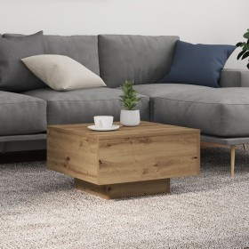 Mesa de café con luces LED Roble Artesano 55x55x31 cm de , Mesas de centro - Ref: Foro24-862995, Precio: 65,39 €, Descuento: ...