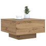 Mesa de café con luces LED Roble Artesano 55x55x31 cm de , Mesas de centro - Ref: Foro24-862995, Precio: 68,96 €