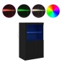 Aparador con Luces LED Roble Negro 60,5x37x100 cm von , Schließfächer und Lagerschränke - Ref: Foro24-863017, Preis: 93,42 €,...