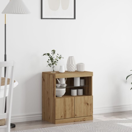 Sideboard de con luces LED Roble Artesano 60x37x67 cm de , Aparadores - Ref: Foro24-863028, Precio: 75,90 €, Descuento: %