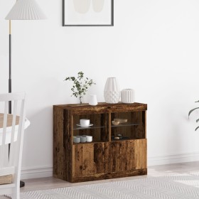 Aparador con Luces LED Madera Vieja 81x37x67 cm