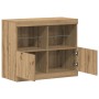 Aparador con luces LED de roble artesanal 81x37x67 cm de , Aparadores - Ref: Foro24-863031, Precio: 89,30 €, Descuento: %