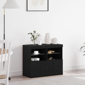 Aparador con Luces LED Roble Negro 81x37x67 cm by , Sideboards - Ref: Foro24-863032, Price: 91,15 €, Discount: %