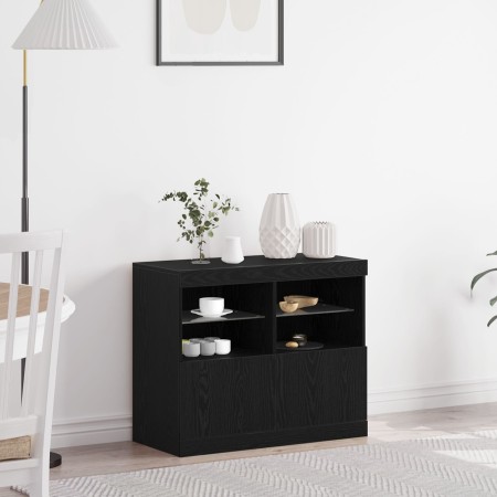 Aparador con Luces LED Roble Negro 81x37x67 cm de , Aparadores - Ref: Foro24-863032, Precio: 91,04 €, Descuento: %