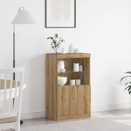 Buffet con luces LED Roble Artesanal 60x37x100 cm de , Aparadores - Ref: Foro24-863034, Precio: 87,53 €, Descuento: %