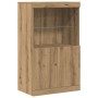 Buffet con luces LED Roble Artesanal 60x37x100 cm de , Aparadores - Ref: Foro24-863034, Precio: 87,53 €, Descuento: %