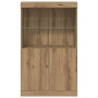Buffet con luces LED Roble Artesanal 60x37x100 cm de , Aparadores - Ref: Foro24-863034, Precio: 87,53 €, Descuento: %