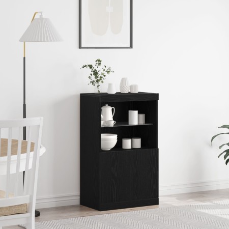 aparador con luces LED roble negro 60x37x100 cm de , Aparadores - Ref: Foro24-863035, Precio: 96,03 €, Descuento: %