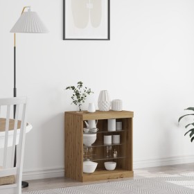 Sideboard con luces LED Roble Artisan 60,5x37x67 cm de , Aparadores - Ref: Foro24-863043, Precio: 72,71 €, Descuento: %