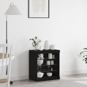 Aparador con luces LED Negro Roble 60,5x37x67 cm de , Aparadores - Ref: Foro24-863044, Precio: 77,02 €, Descuento: %