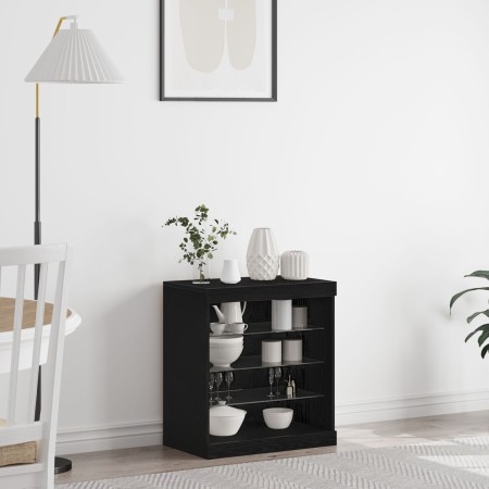 Aparador con luces LED Negro Roble 60,5x37x67 cm de , Aparadores - Ref: Foro24-863044, Precio: 80,13 €, Descuento: %