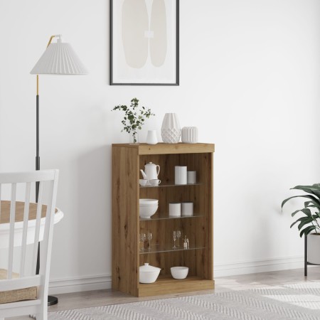 Sideboard con Luces LED de de Roble Artesano 60,5x37x100 cm de , Aparadores - Ref: Foro24-863046, Precio: 84,37 €, Descuento: %