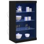 Aparador con Luces LED Roble Negro 60,5x37x100 cm
