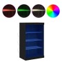 Aparador con Luces LED Roble Negro 60,5x37x100 cm