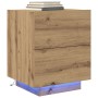 Cabinet de Noche con Luces LED Madera de Roble 45x40x55 cm de , Mesitas de noche - Ref: Foro24-863059, Precio: 80,76 €, Descu...