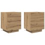 Mesas de Noche con Luces LED 2 pcs Roble Artesanal 45x40x55 cm de , Mesitas de noche - Ref: Foro24-863060, Precio: 137,11 €, ...