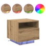 Cabinet de Cama con Luces LED Roble Artesano 40x39x37 cm de , Mesitas de noche - Ref: Foro24-863068, Precio: 61,18 €, Descuen...