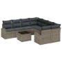 Conjunto de sofá de jardín 9 pcs Gris y Gris Oscuro