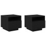 Armarios de Noche con Luces LED 2 pcs Negro Roble 40x39x37 cm de , Mesitas de noche - Ref: Foro24-863071, Precio: 114,19 €, D...