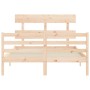 Bed frame with solid wood headboard 140x200 cm by vidaXL, Beds and slatted bases - Ref: Foro24-3195091, Price: 116,98 €, Disc...