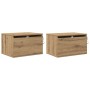 Cabinetes de Noche con Luces LED 2 pcs Montados en la Pared de Roble Artesanal de , Mesitas de noche - Ref: Foro24-863081, Pr...