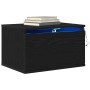 Mesita de Noche con LED Montada en la Pared de Roble Negro 50x36x30 cm de , Mesitas de noche - Ref: Foro24-863082, Precio: 58...