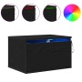Mesita de Noche con LED Montada en la Pared de Roble Negro 50x36x30 cm de , Mesitas de noche - Ref: Foro24-863082, Precio: 58...