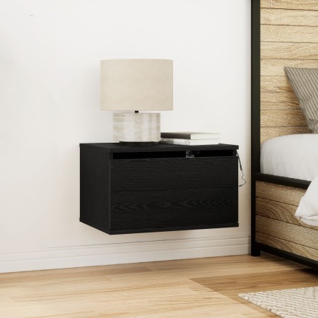 Cajones de Noche con Luces LED 2 pcs Montados en la Pared de Roble Negro de , Mesitas de noche - Ref: Foro24-863083, Precio: ...