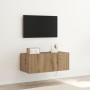 Mueble de TV  con luces LED Roble Artesanal 80x35x31 cm | Foro24.es | Tu tienda online para hogar, jardín y más Foro24.es