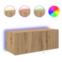 Mueble de TV  con luces LED Roble Artesanal 80x35x31 cm | Foro24.es | Tu tienda online para hogar, jardín y más Foro24.es
