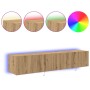 Armarios de pared para TV con luces LED 2 pcs Roble artesanal 80x35x31 cm von , TV-Möbel - Ref: Foro24-863107, Preis: 116,93 ...