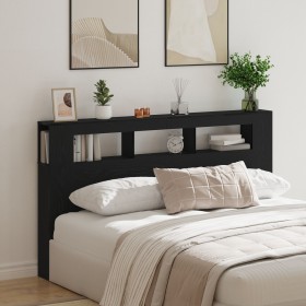 Cabezal de Almacenamiento con Luces LED Roble Negro 180x18,5x103,5 cm by , Headboards and footboards - Ref: Foro24-863115, Pr...