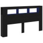 Cabezal de Almacenamiento con Luces LED Roble Negro 180x18,5x103,5 cm von , Kopf- und Fußteile - Ref: Foro24-863115, Preis: 1...